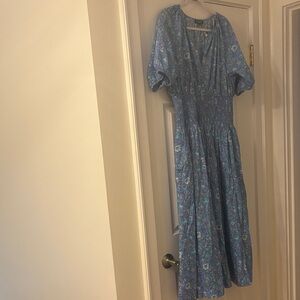 J. Crew Blue Floral Midi Dress